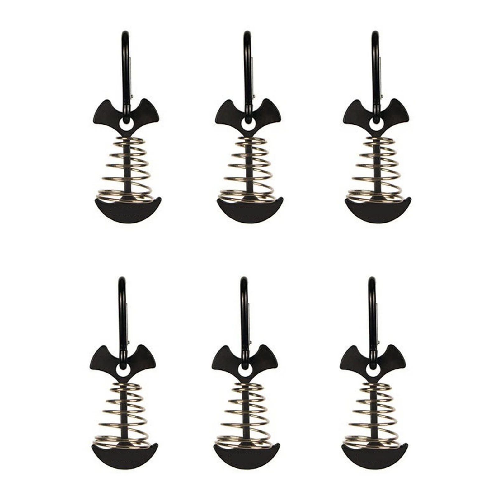 

6Pcs/Pack Deck Anchor Pegs Fishbone Tent Stakes with Spring Buckle Tent Nail Rope Buckle Board Pegs Outdoor Tent Fixing Nails