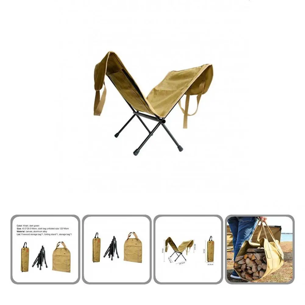 

Multifunctional Lightweight Skin-friendly Firewood Tote Bag with Bracket for Outdoor