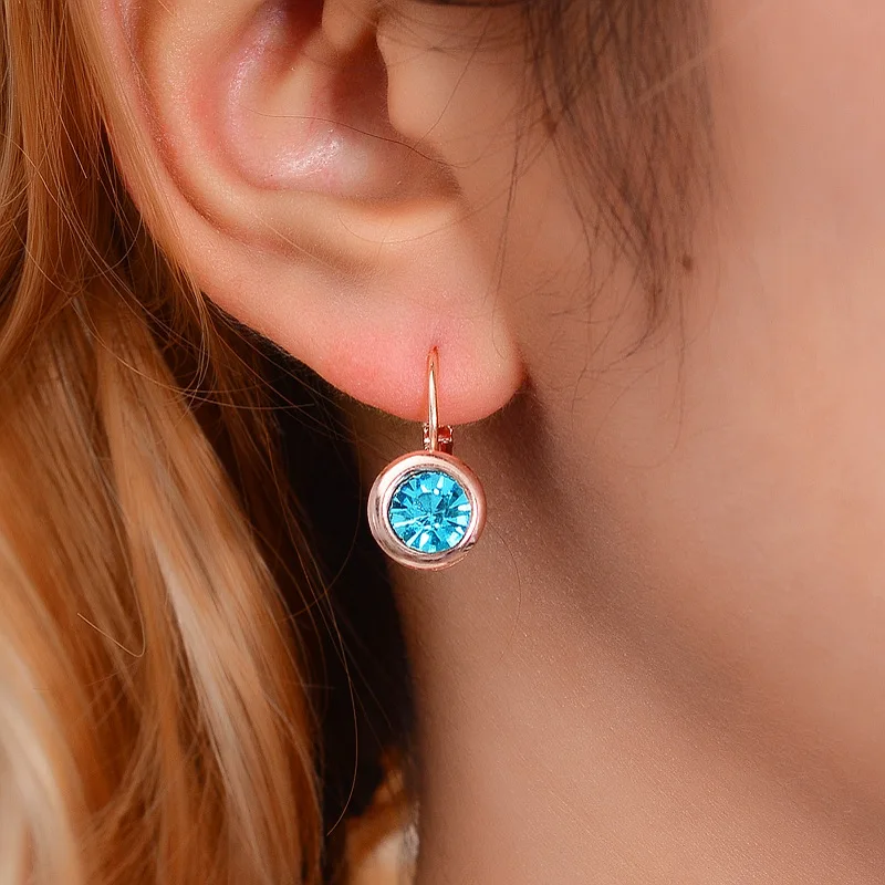 Богемные кристаллы стразы цирконий серьги для женщин золотой цвет круглый шар