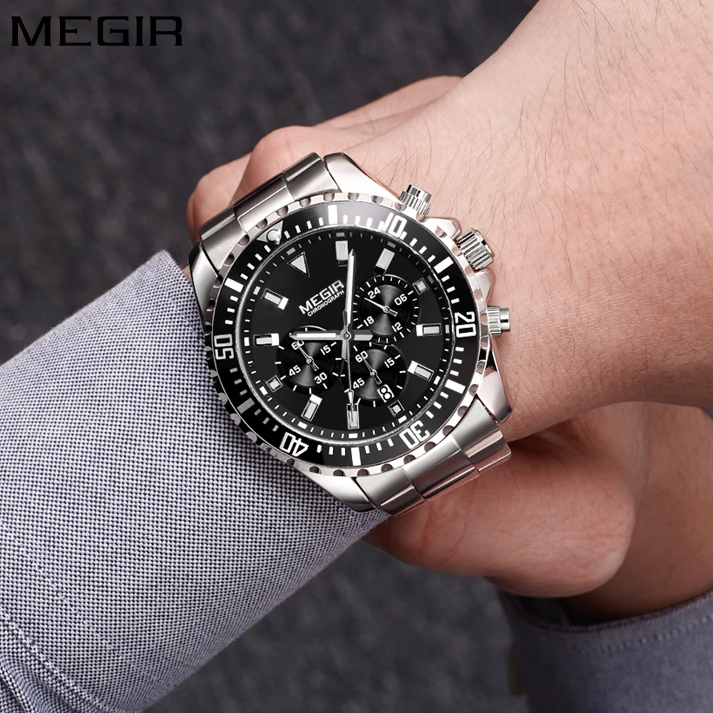 Часы наручные Megir Мужские кварцевые спортивные аналоговые многофункциональные
