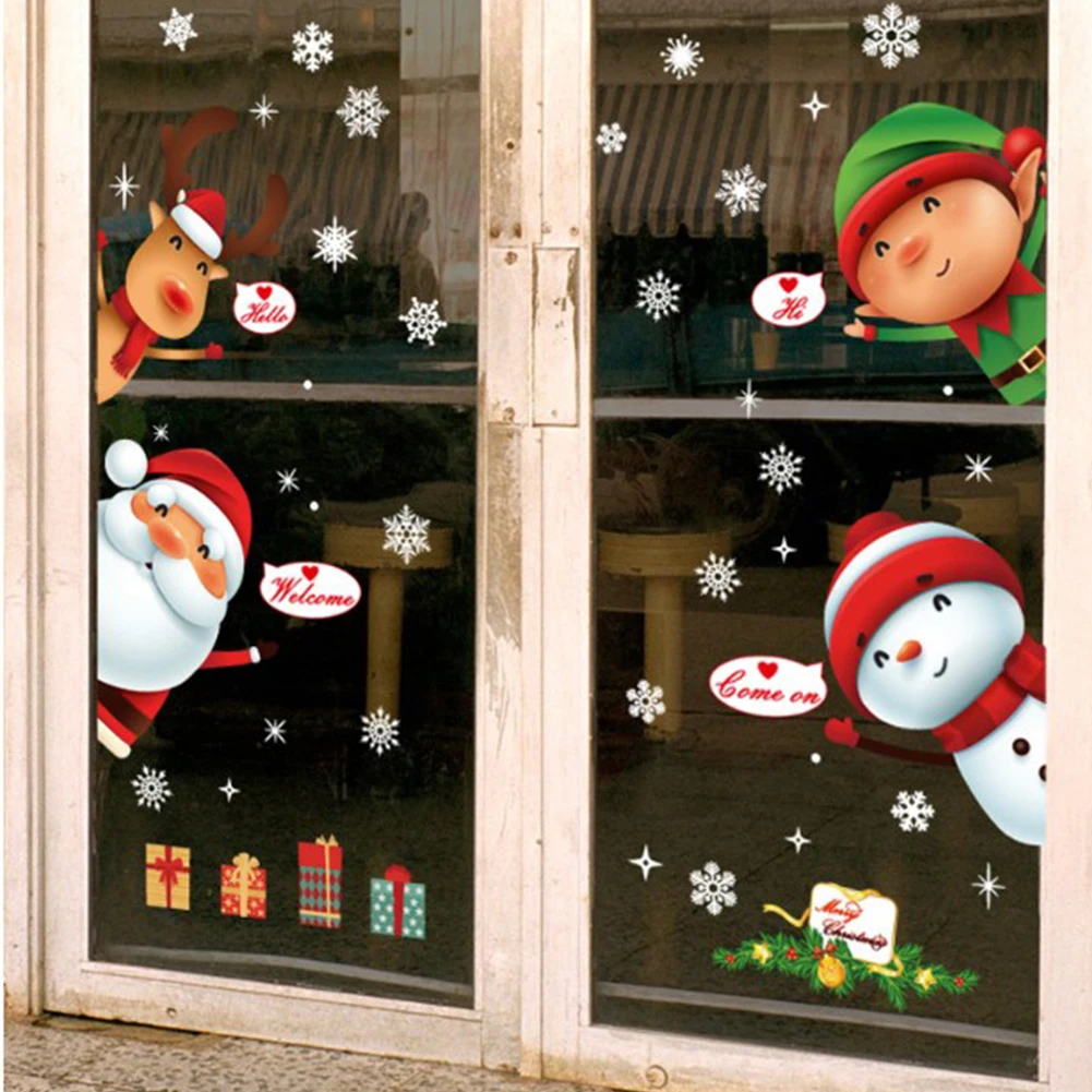 Наклейки на стену рождественские украшения подарки Санта-Клаус дерево