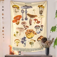 psychedelic mushroom chart tapestry mycology aesthetic home room decor wall hanging vintage witchcraft trippy carpet wall cloth