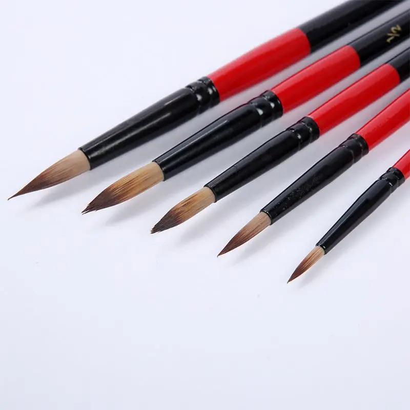 

5 Pcs Black Aluminum Tube Paint Brush Set Kit For Oil Watercolor Acrylic Drawing Tools 4X7E