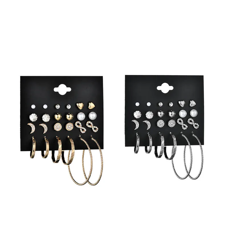 

Fashion Crystal Infinite Earrings Set for Women Simulated Pearl Ball Big Circle Wedding Earring Jewelry Birthday Gifts