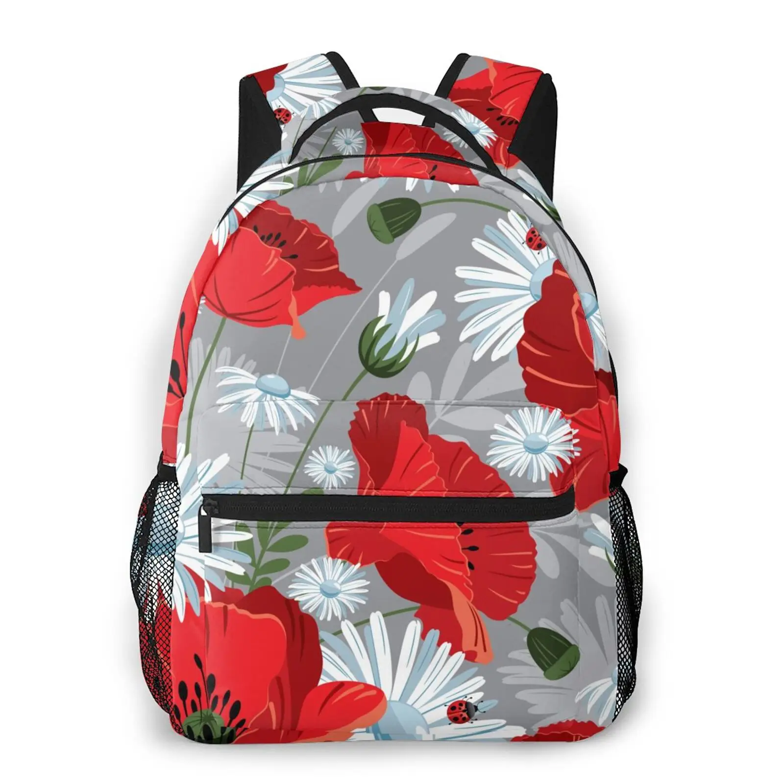 

Female Backpack Casual Classical Women Backpack Fashion Women Shoulder Bag Poppy Pattern School Bag for Teenage Girl