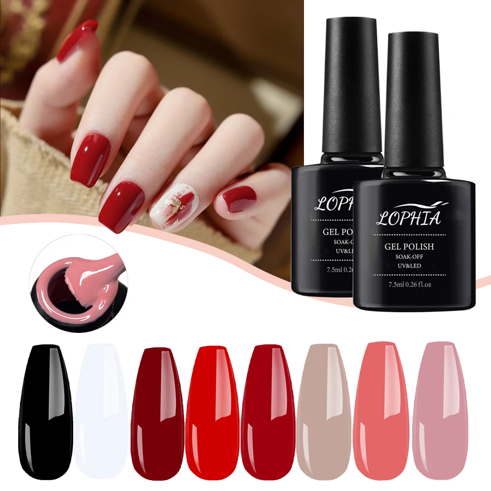 

LOPHIA 7.5ml Red Series UV Gel Nail Polish Need Base Top Coat Semi Permanent Gel Varnishes For nail art Manicure Set Nail Gel