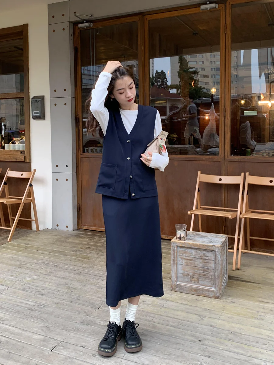 Корейская версия жилет с V-образным вырезом Универсальный облегающий женский