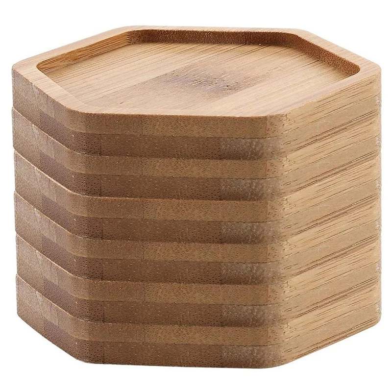 12 шт 2 63 дюймовый горшок для плантаторов бамбуковая тарелка шестигранный