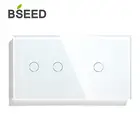 Сенсорный выключатель Bseed, 1 клавиша, 2 клавиши, 1 канал, 2 канала, 157 мм светильник переключатель с кристаллической панелью, белый, черный, золотой