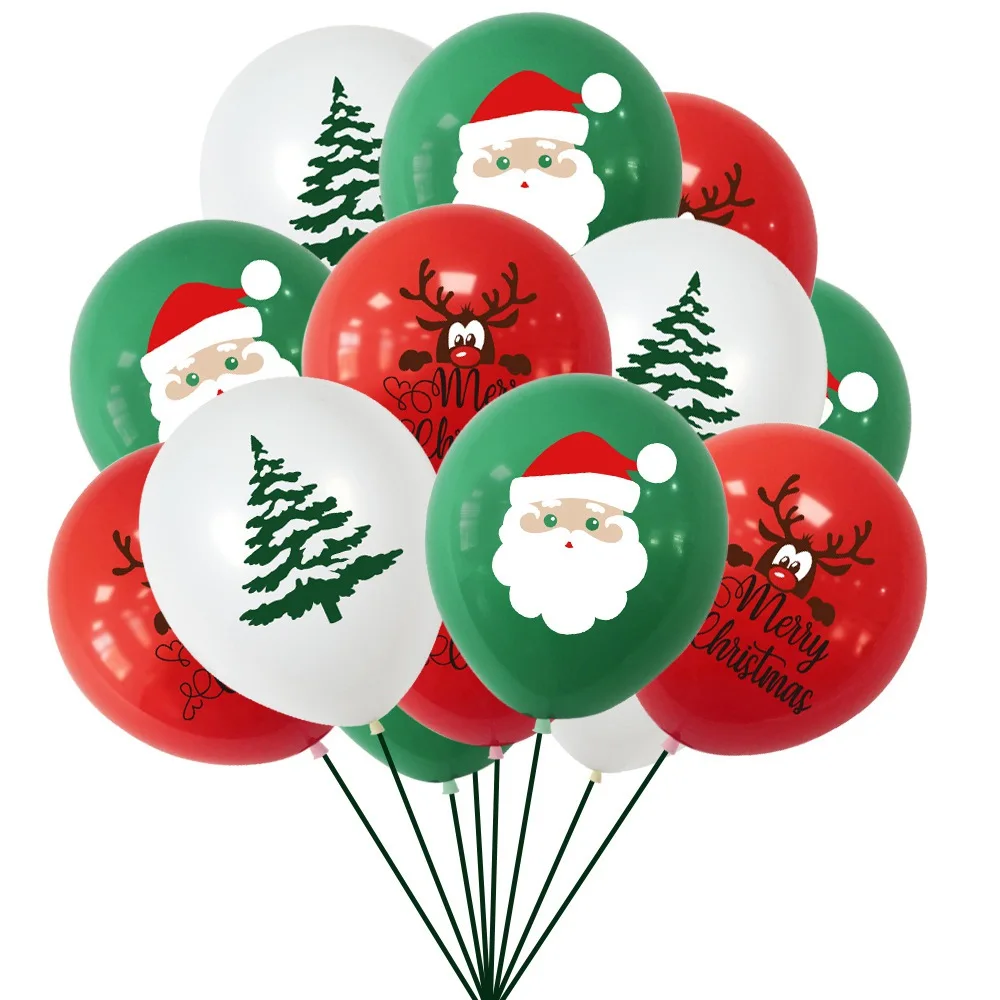 

10pcs 12inch Christmas Latex Balloon Santa Claus Elk Helium Air Balls Globos Christmas Decor for Home Festive Party Decorations