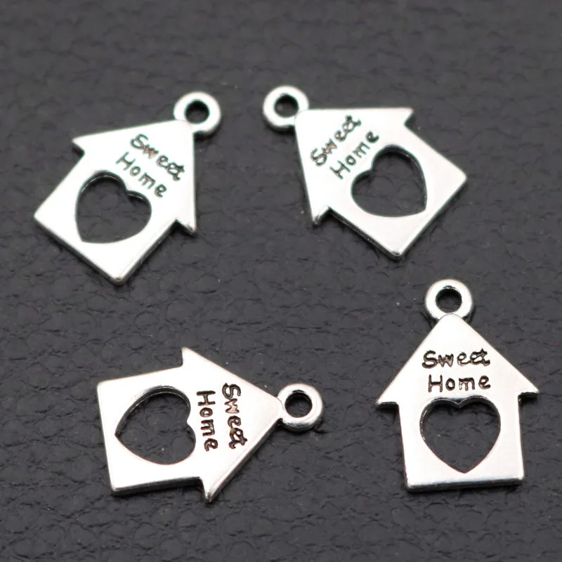 

30pcs Sweet Home Charm Bracelet Earrings DIY Metal Jewelry Pendant Unisex Handicraft Accessories 17*12mm A2137