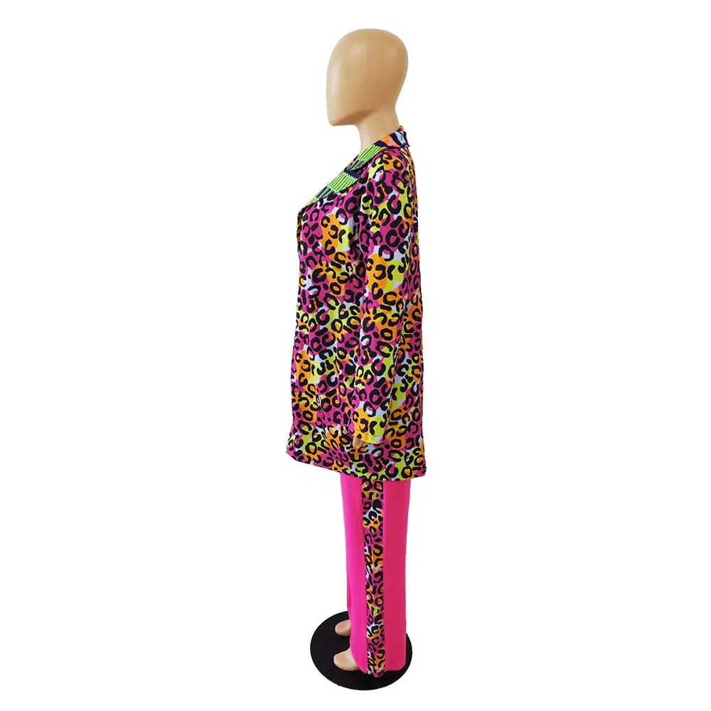 Женский офисный комплект из 2 предметов с леопардовым принтом размера плюс топ и