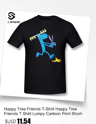 Футболка с надписью «Happy Tree Friends»; Милая футболка с рисунком зубастой и бабочкой; футболка с короткими рукавами