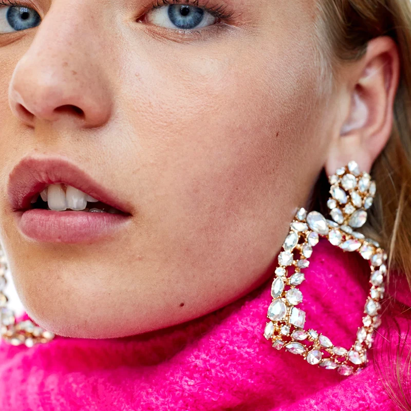 

Wholesale JUJIA ZA Statement AB Stone Stud Earrings For Women Wedding Gifts Jewelry SPARKLY EARRINGS