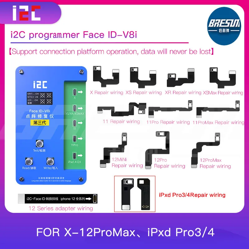 

i2C Face ID V8i For Lattice Flex IPhone X XR XSMax Dot-matrix Wiring 11 12Pro Max Dot-matrix IC Cable Repair Accessories tools