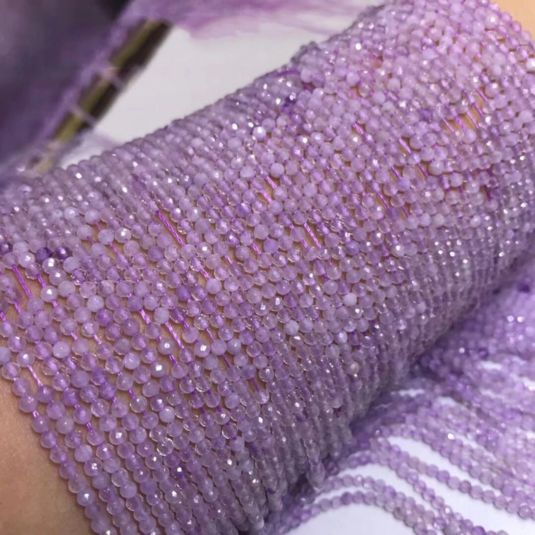 Натуральный Лавандовый Аметист 2 мм 3 4 5 Круглые граненые бусины из драгоценного