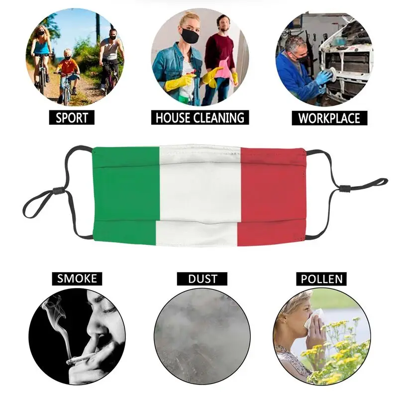 

Reusable The Flag Of Italy Mouth Face Mask Adult Mask Men Women Anti Haze Dustproof Protection Cover Respirator Muffle