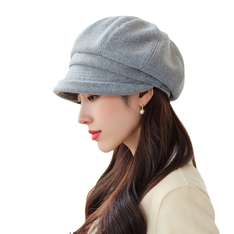 

Cute Beret Hat Knitted Korean The Fisherman Hats Female Retro Gothic Cap Beautiful Warm Simple Plain Caps Furry Cappello Donna C