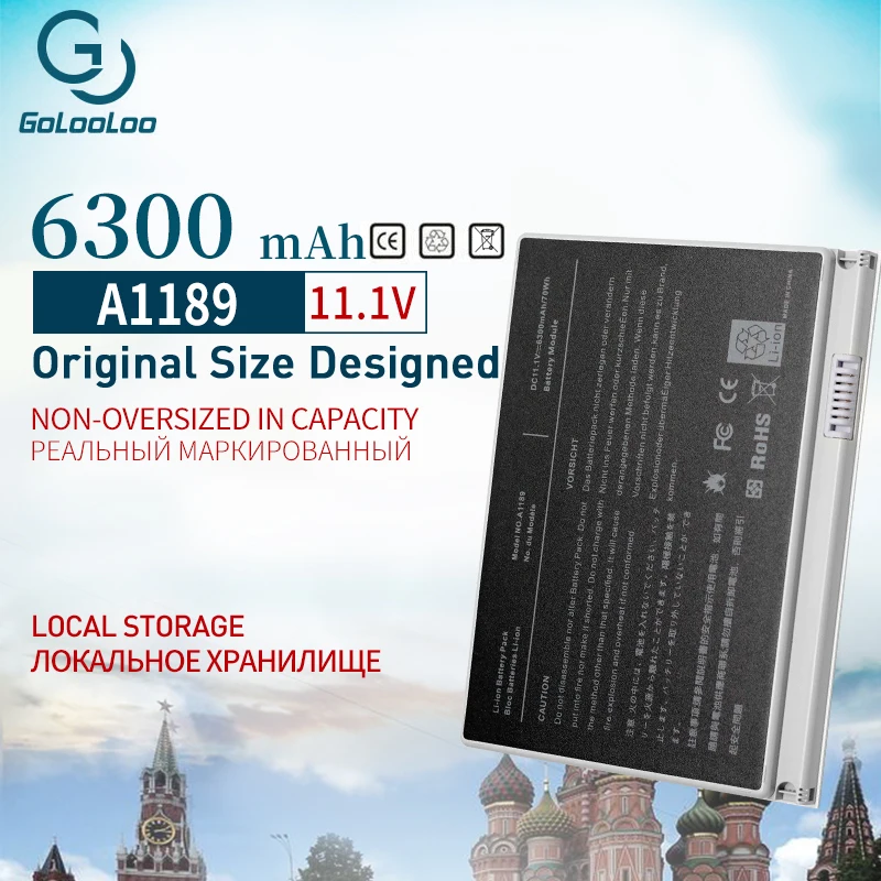 Golooloo 6300 мАч аккумулятор для ноутбука A1189 для Apple MacBook Pro 17' MA611B A1151 A1212 A1229 A1261 MA458 MA458*/A MA458G/A MA458J/A