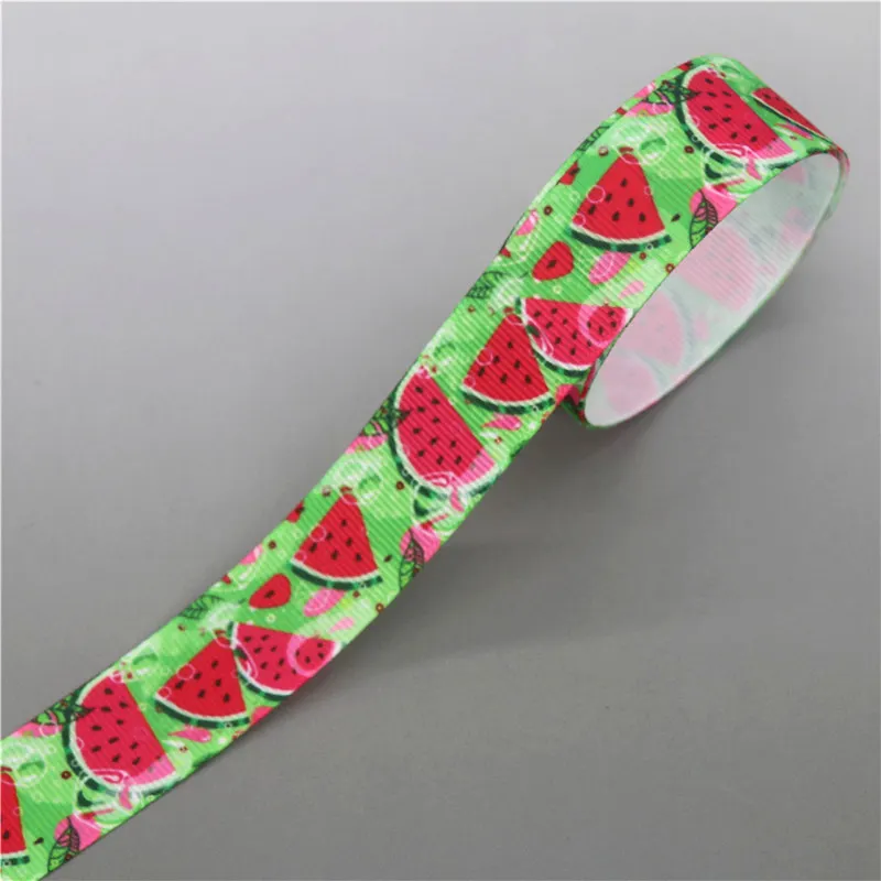 DHK 10 ярдов Подсолнух арбуз Печатный Grosgrain ленточный аксессуар бант для волос