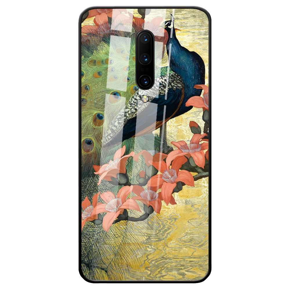 Чехол для телефона OnePlus 7 Pro 6T 6 5 T TPU чехол Павлин Печатный узор закаленное стекло |