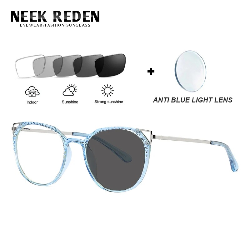 

Women Photochromic Glasses Cat Ears Anti-blue Rays Gaming Chameleon Eyewear Alloy Gaming Computer Gaming Eye Glasess
