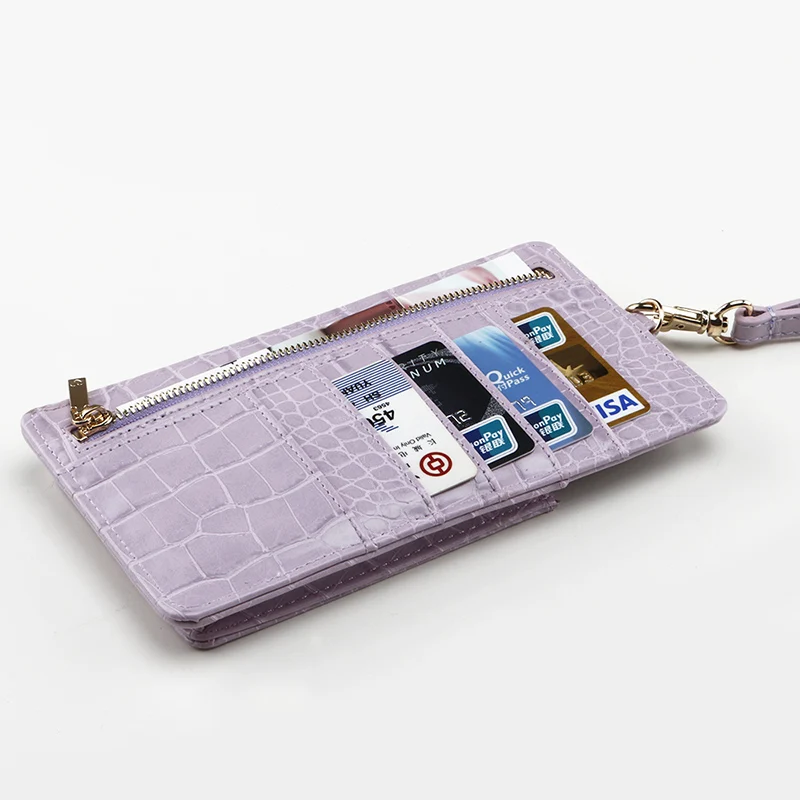Light purple Кошелек для телефона чехол рельефный крокодил узор кожа с отделением для карт кошелек держатель для карт - Цвет: Light purple