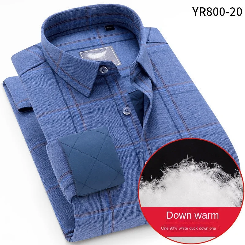 Winter Men Shirts 90% White Duck Down Warm Shirt Plush Thickened Oversized Shirt Long Sleeve Leisure Down Shirt Loose Tops Male