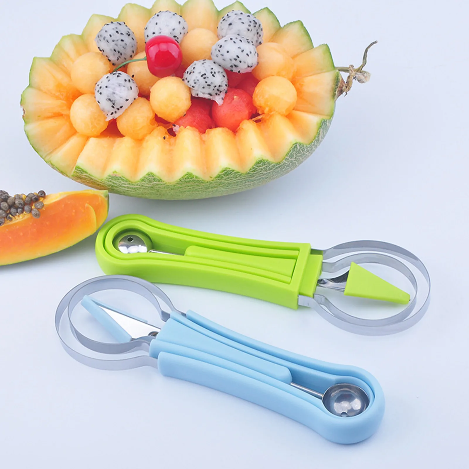 

4 In 1 Stainless Steel Fruit Tool Set Carving Knife Fruit Scoop Seed Remover Kitchen Gadget Sets Devices For Fruits Vegetables