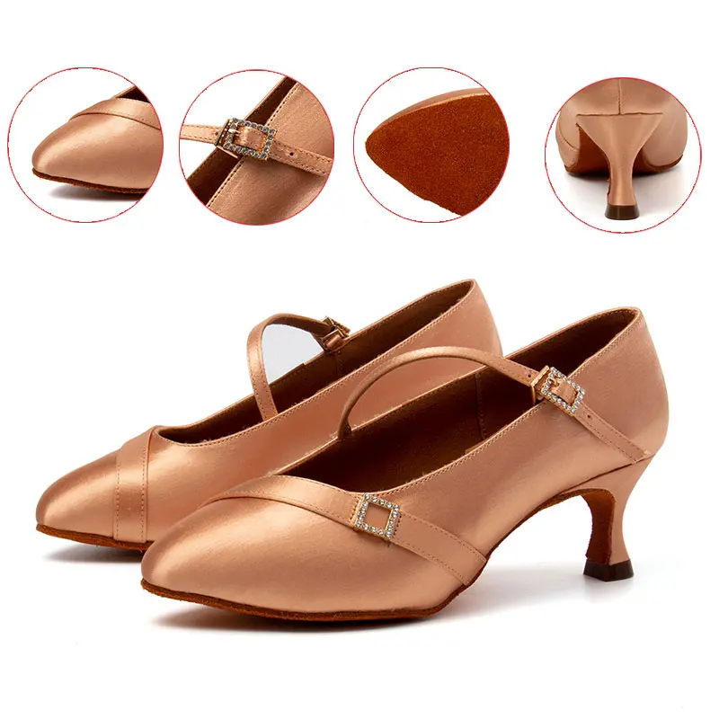 HIPPOSEUS Dance-Shoes Women Latin Girls Tango Femal Salsa Ballroom Dance Shoes Party Soft Sole Modern Dancing Shoes 6.5cm Heels