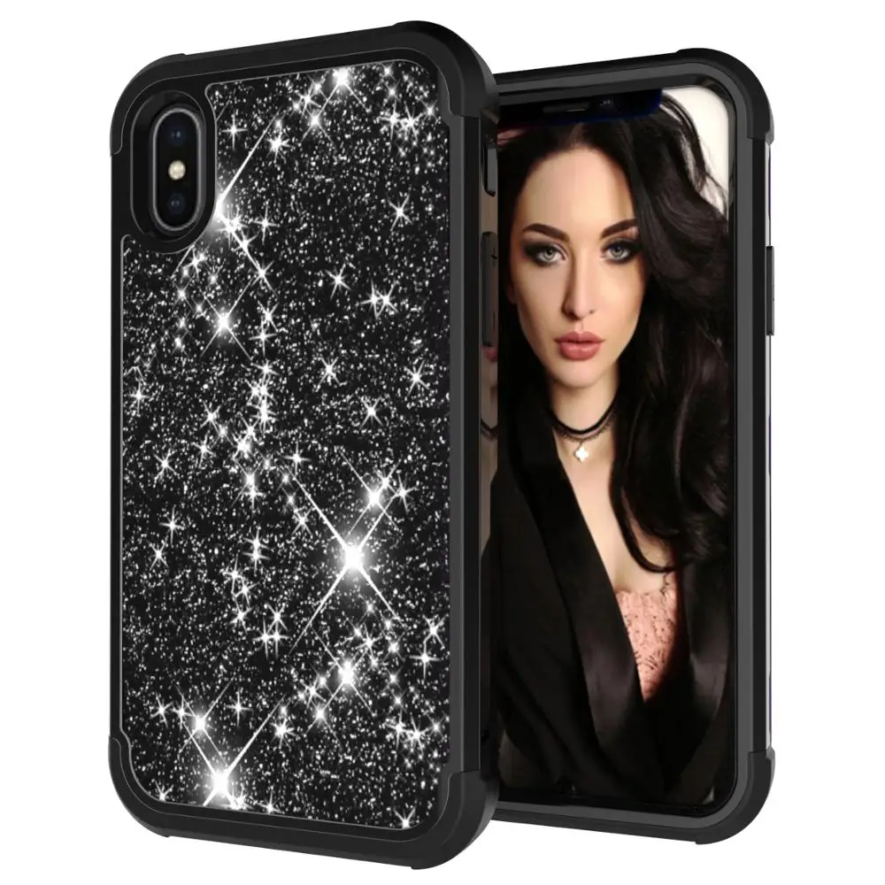 Гибридный 3D Блестящий бронированный чехол для iPhone 8 6 6S 7 Plus X XS Max XR десять