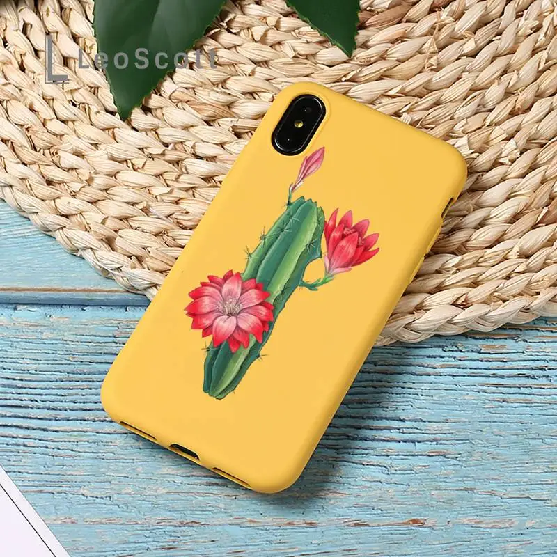 

Cute cactus Green plants Phone Case Candy Color for iPhone 11 12 mini pro XS MAX 8 7 6 6S Plus X SE 2020 XR
