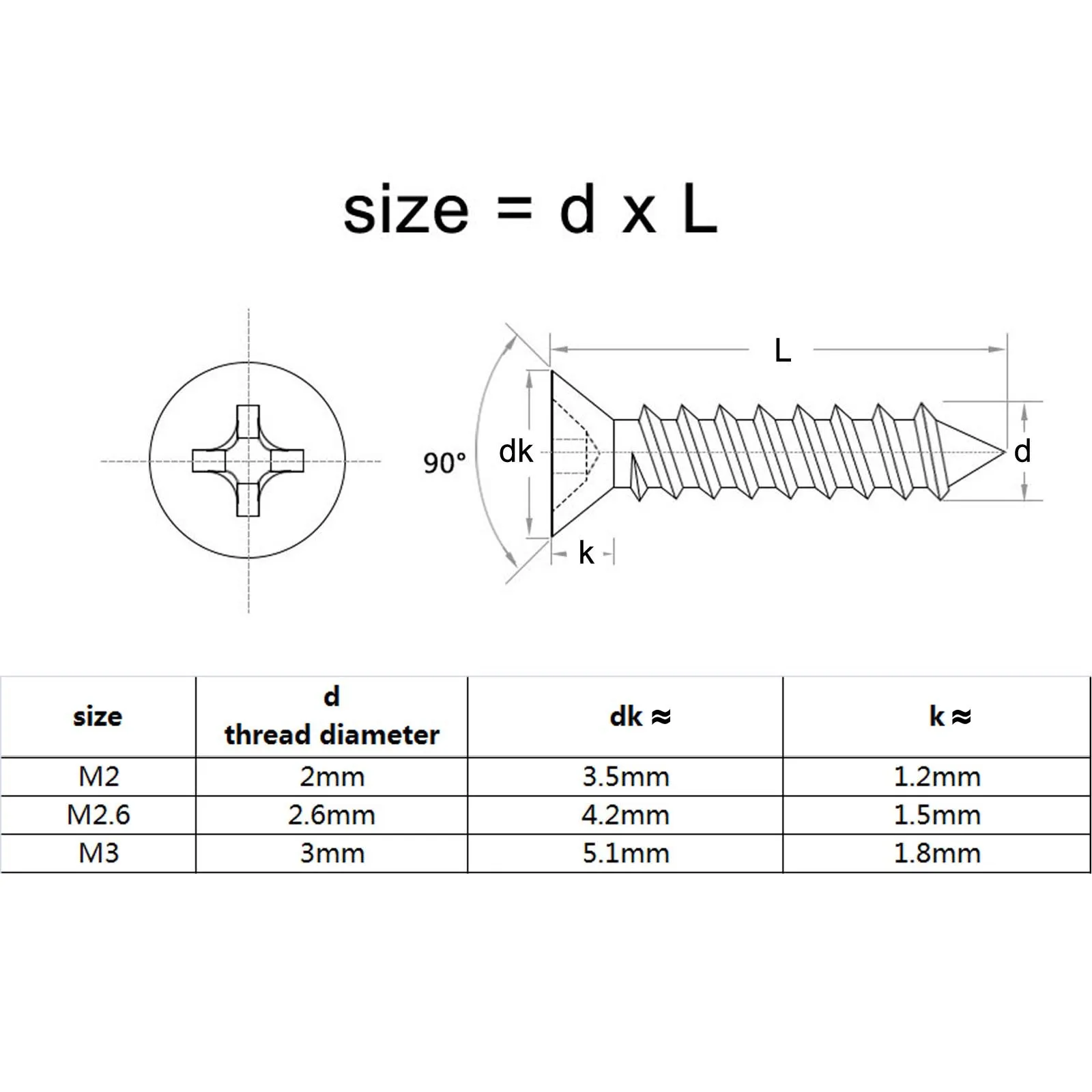 Мини винт Самонарезающий из латуни бронзы черной стали с потайной головкой 200X M2