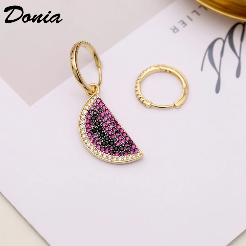 Ювелирные изделия Donia модные серьги арбуза асимметричные микро инкрустированные