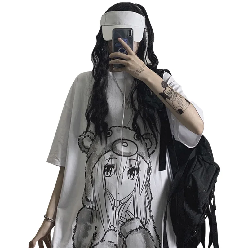 

Women'S Summer Ins Tide Harajuku Style Japanese Cartoon T-Shirt Korean Version Of Oversized Loose Short-Sleeved T-Shirt Women