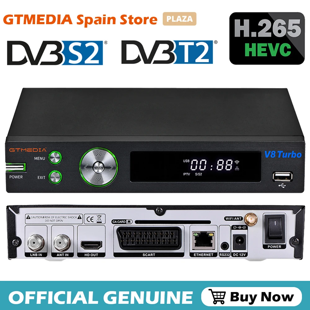 GTmedia V8 Turbo спутниковый ТВ ресивер 1080P FHD DVB S2 T2 кабельный Тернер H.265 2 4G WIFI Поддержка