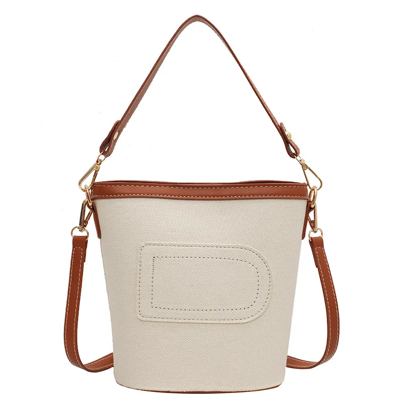 

2021 Summer New Style Denim Stitching Canvas Fashion Contrast Color Brand Luxury Women'S Shoulder Crossbody Bucket Underarm Bag