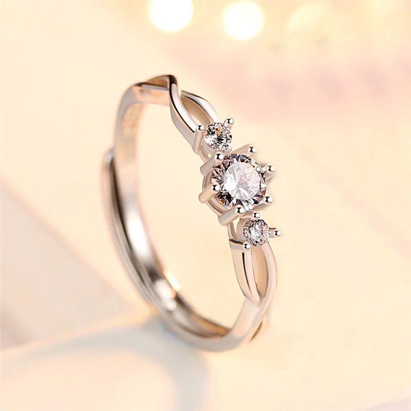 Настоящее серебро 925 пробы обручальные кольца с бриллиантами для женщин|Кольца| |