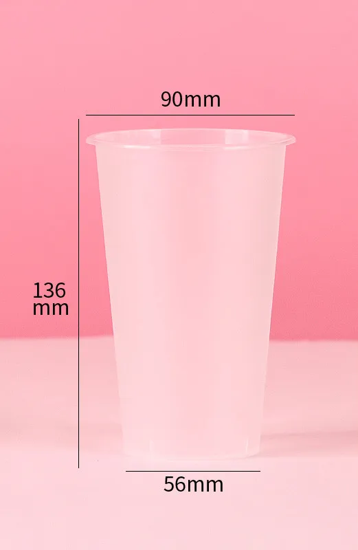 cup2 50 шт. 90 калибра одноразовые, для молока чашки чая Матовые прозрачные чашки 500 мл сок упаковка чашки толстый пластиковый стаканчик с крышкой для кубиков льда - Цвет: cup2