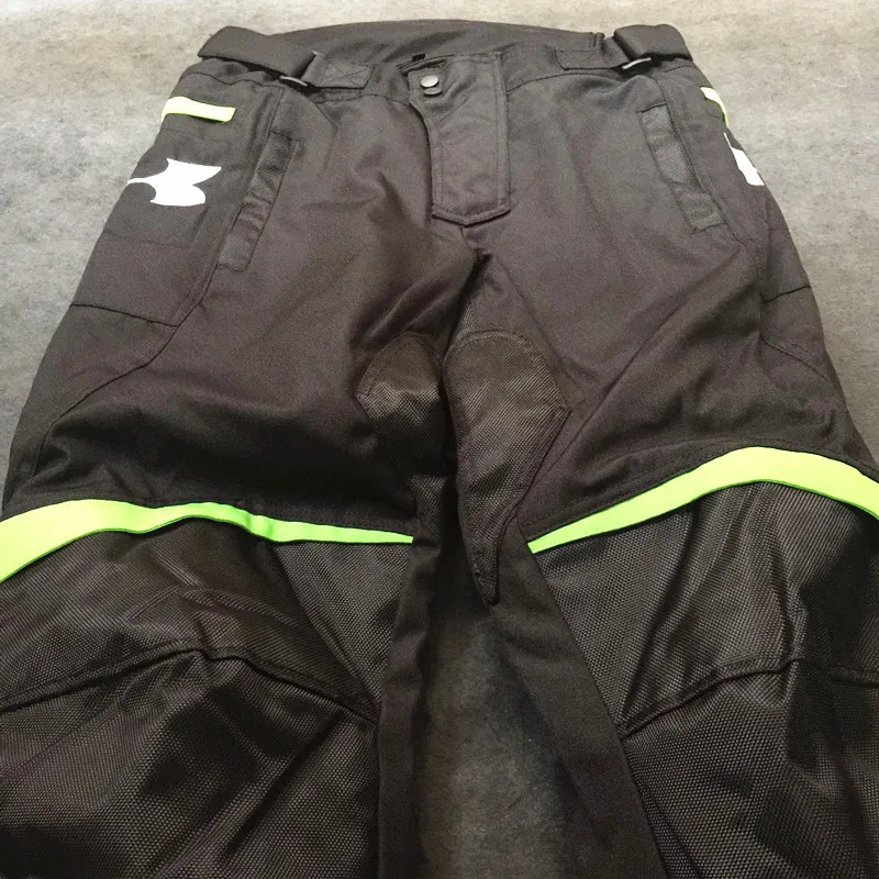 Мужские мотоциклетные брюки kawasaki гоночная команда падение износостойкие брюки мотоцикл вышивка символ брюки с жесткой оболочкой защита на колено