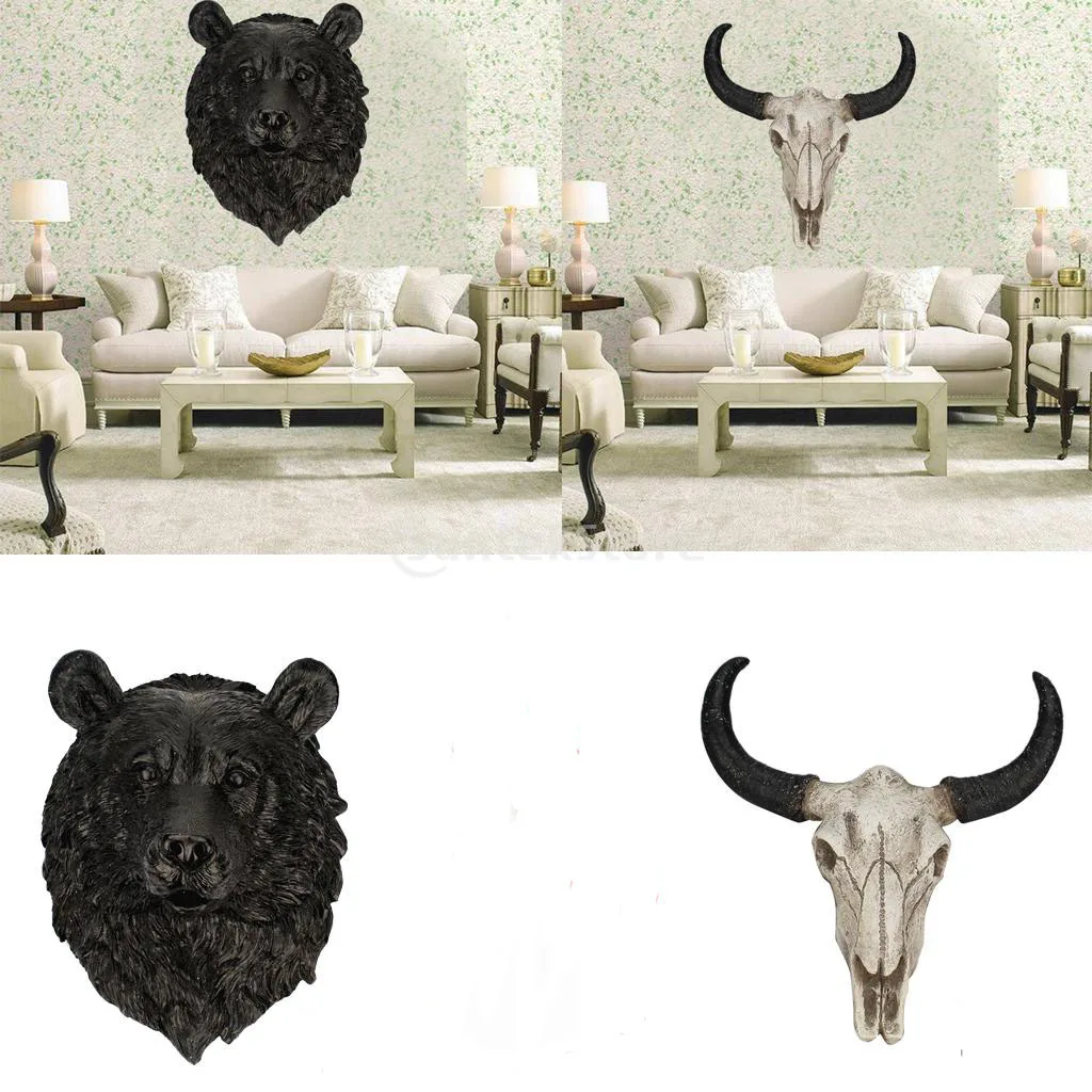 

Animal Head Sculptures Resin Wall Art Hook European Style Wall Crafts Art for Home Decor Unique Animal Wall Sculpture