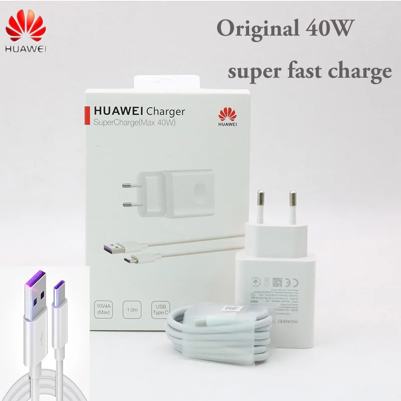 Оригинальное быстрое зарядное устройство HUAWEI 40 Вт 10 в/4 а 5 А кабель Type C P30 Pro Mate 20 X RS