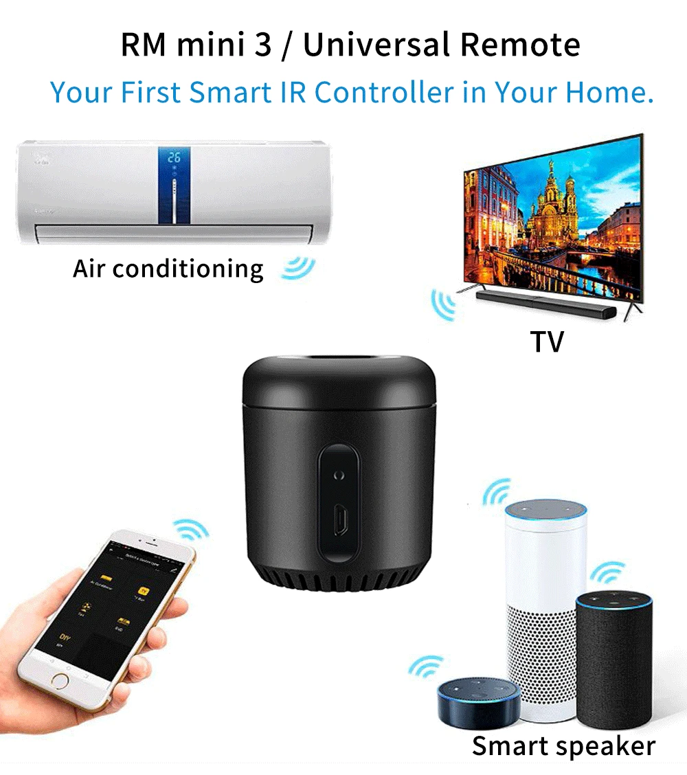 Broadlink RM Mini 3 WiFi+ ИК-пульт дистанционного управления для Alexa Google Home IFTTT AC tv Android iOS APP Smart control ler русский запас