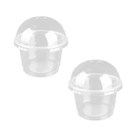 25pcs 250ml disposable salad cup transparent dessert bowl container with lid for bar cafe home dome lid with hole