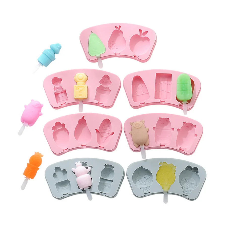 

Cartoon Homemade Siamese Popsicle Ice Cream Mold with Lid Silicone Ice Cream Mold Baking Tool