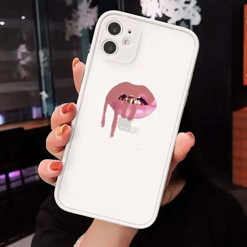

Sexy Girl Kylie Jenner Lips Kiss Phone Cases Matte Transparent for iPhone 7 8 11 12 s mini pro X XS XR MAX Plus cover funda