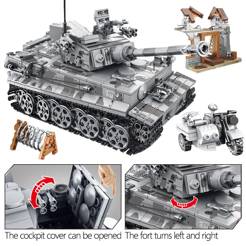 Строительные блоки WW2 из стали армейские 1154 шт. Diy немецкие тигровые технические