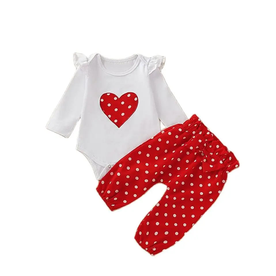 

Детская одежда для новорожденных девочек, костюм с длинным рукавом и изображением сердца, Новый Модный комплект для девочек, милый детский ...