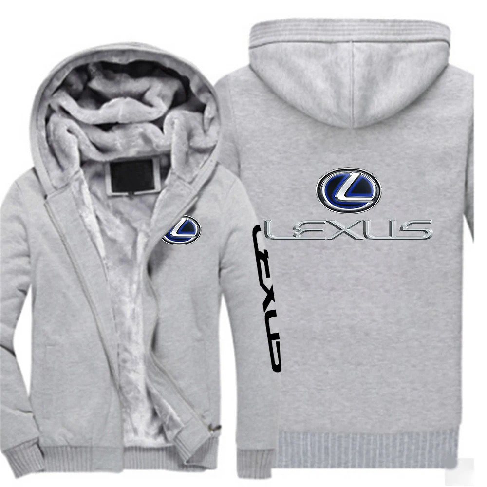 

2021 Lexus Winter Men's Brand Print Thicken Jacket Sport Male Hoodies Zipper Sweatshirt Tracksuit College Coat