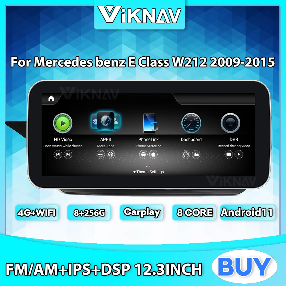 

12.3inch android 11 Eight Core Car radio for Mercedes benz E Class W212 2009-2015 GPS Navigation 2din DVD multimedia Player 2din